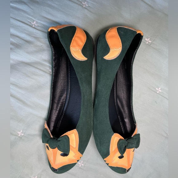 TUK sueded fox ballet flats green Sz 9 - Picture 11 of 11